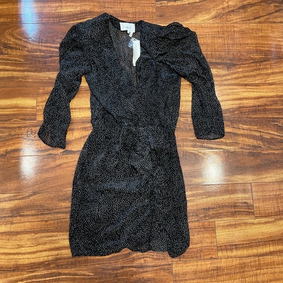 Ba&sh Celia Black Velvet Dot Ruffle Mini Dress - Picture 5 of 8